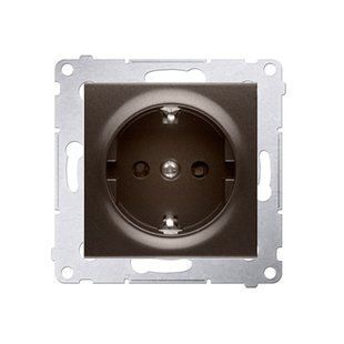 Розетка Schuko із захисними шторками Simon 54, гвинтові затискачі, бронзовий матовий DGSZ1Z.01/46 фото