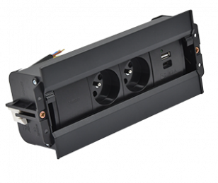 Розетковий блок Simon486: 2x250В тип F, зарядн пристрій 2xUSB тип A+C, чорний (48630F20B000000-44) 48630F20B000000-44 фото