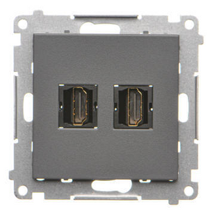 Розетка SIMON55 подвійна HDMI сірий мат (TGHDMI2.01/116) TGHDMI2.01/116 фото