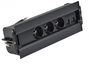 Розетковий блок Simon486: 3x250В тип F, 2xRJ45 Keystone, чорний (48630F300K00000-44) 48630F300K00000-44 фото