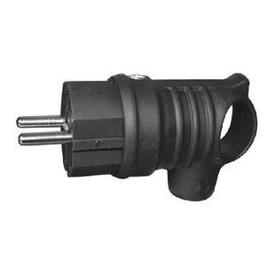 Вилка кутова з ручкою Lezard каучукова із заземленням IP44 250В 16А чорна (106-0400-0109) 106-0400-0109 фото