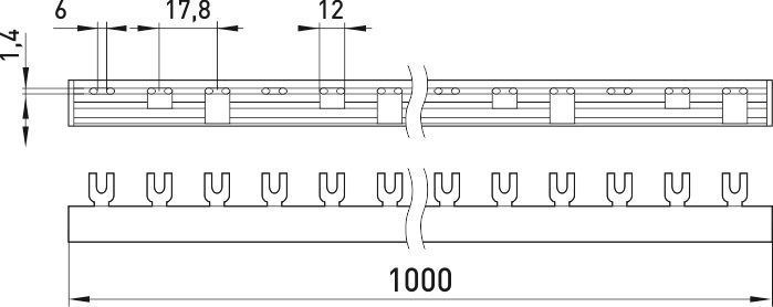 Шина з'єднувальна e.bc.u.stand.3.63 вилочного U-типу 3р, 63А E.NEXT (s180003) s180003 фото