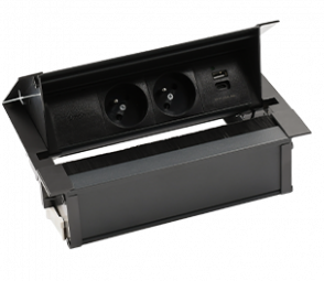 Розетковий блок Simon487: 2x250В тип F, зарядн пристрій 2xUSB тип A+C, чорний (48730F20B000000-44) 48730F20B000000-44 фото