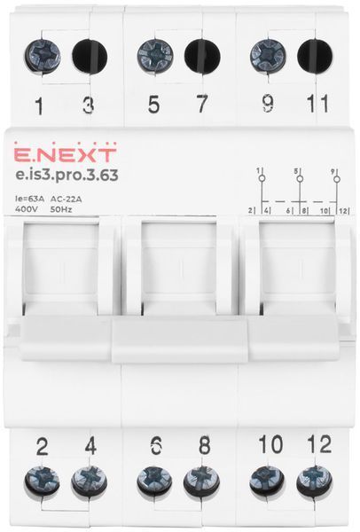 Вимикач на DIN-рейку на три положення e.is3.pro.3.63, 3р, 63А E.NEXT (p008015) p008015 фото