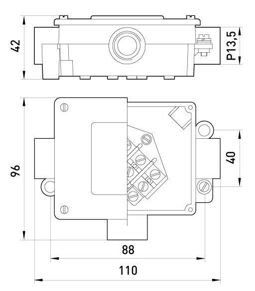 Коробка розподільча металева Р13,5/3, IP 55, 400 B, 5*4 (015) 015 фото