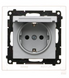 Розетка SIMON55 одинарна Schuko з кришкою IP44 з захистом срібний мат (TGSZ1BCZ.01/143) TGSZ1BCZ.01/143 фото 1