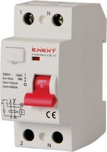 Вимикач диференційного струму e.rccb.stand.2.16.10 2р, 16А, 10mA (s034006) s034006 фото