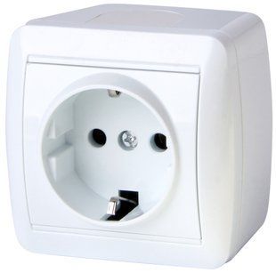 Розетка одинарна e.aqua.1230.gr з з/к, для зовнішнього монтажу, IP20, без кришки E.NEXT (s035054) s035054 фото