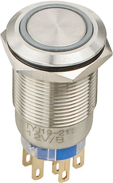 TYJ 19-272 Кнопка металева пласка з підсвічуванням, 2NO+2NC, синя 12V. АСКО-УКРЕМ (A0140010253) A0140010253 фото