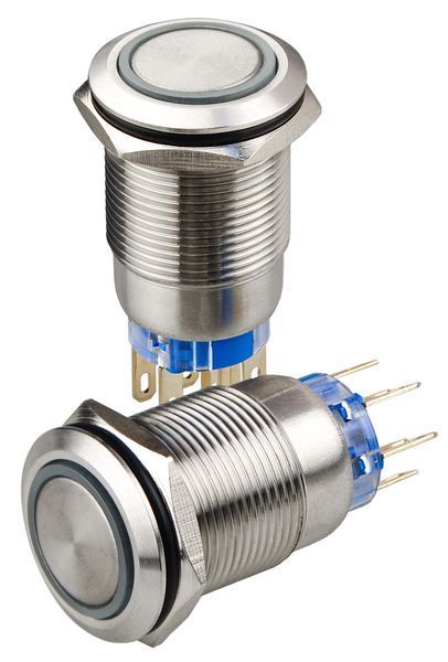 TYJ 19-272 Кнопка металева пласка з підсвічуванням, 2NO+2NC, синя 12V. АСКО-УКРЕМ (A0140010253) A0140010253 фото