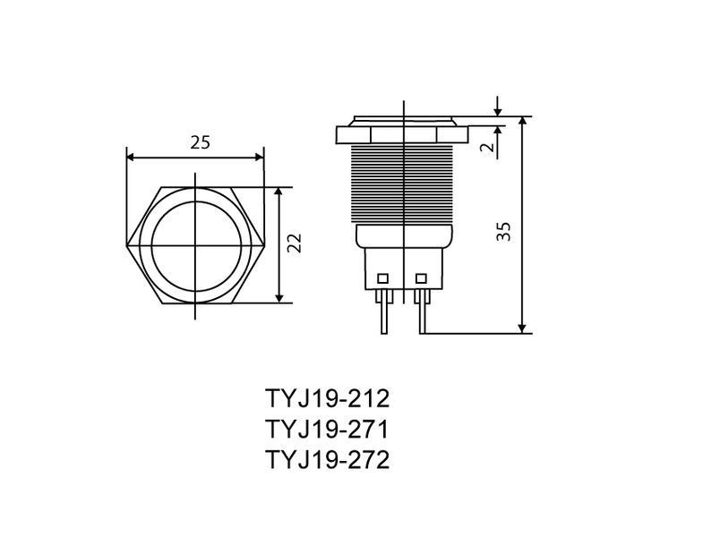 TYJ 19-272 Кнопка металева пласка з підсвічуванням, 2NO+2NC, синя 12V. АСКО-УКРЕМ (A0140010253) A0140010253 фото