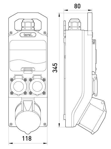 Монтажний набір - вікно 5мод. 32А 3Р+PE 400V 2x16A 2P+PE 250V E.NEXT (364) 364 фото
