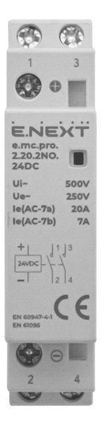 Модульний контактор e.mc.pro.2.20.2NO.24DC, 2р, 20А, 2NO, 24В E.NEXT (p005317) p005317 фото