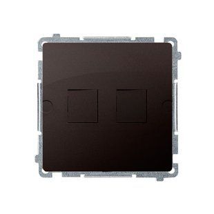 Адаптер Simon Basic 2xRJ45 Keystone металевий суппорт, шоколадний BMPT/47 фото