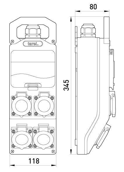 Монтажний набір - вікно 5 мод, 4х16А 2Р+PE 250V E.NEXT (368) 368 фото