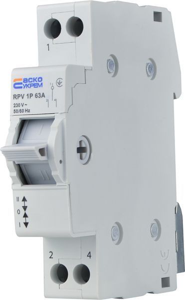 Ручний перемикач вводу (І-0-ІІ) RPV 1P 63A АСКО-УКРЕМ (A0010220004) A0010220004 фото