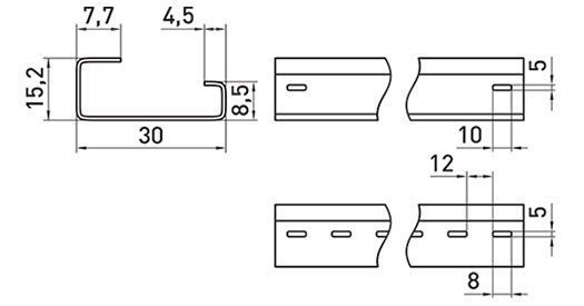 DIN-рейка e.din.stand.rail.302, G-подібна, неперфорована, 1м, глибина 15мм, товщина 1,5мм E.NEXT (s023005) s023005 фото