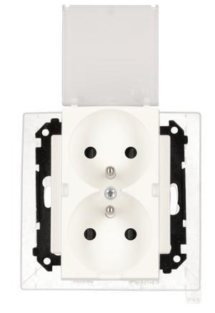 Розетка SIMON55 подвійна Franch з кришкою IP44 з захистом білий мат (TGZ2BMCZ.01/111A) TGZ2BMCZ.01/111A фото
