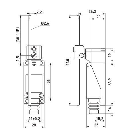 Вимикач кінцевий e.limitswitch.02 важіль регульований по довжині E.NEXT (s0070006) s0070006 фото