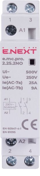 Модульний контактор e.mc.pro.2.25.2NO, 2р, 25А, 2NO, 220В E.NEXT (p005201) p005201 фото