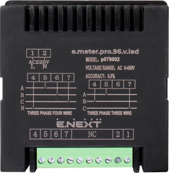 Цифровий вольтметр врізний e.meter.pro.96.v.led 96х96мм, АС 230В, 0-450В E.NEXT (p079002) p079002 фото
