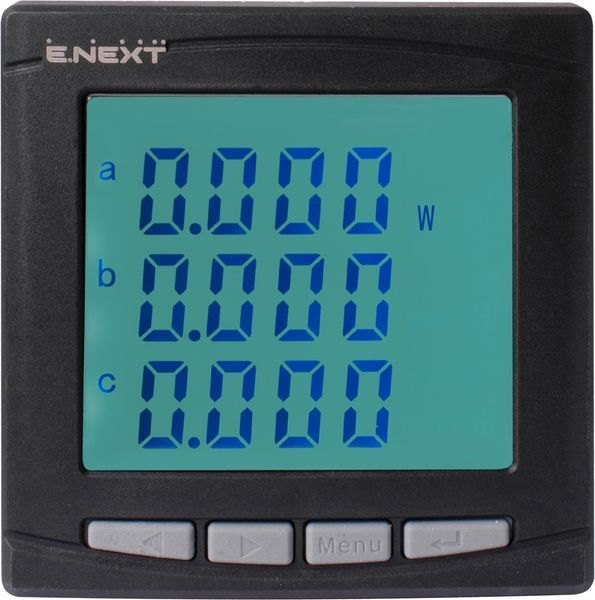 Аналізатор параметрів мережі e.meter.pro.96.m.lcd 96х96мм, АС 230В, 5А, 0-450В, RS-485 E.NEXT (p079003) p079003 фото