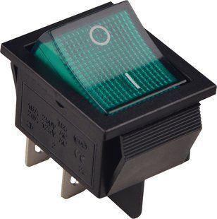 KCD2-201N GR/B Перемикач 1 клав. з підсвічуванням 12 V AC/DC зелений АСКО-УКРЕМ (A0140040171) A0140040171 фото
