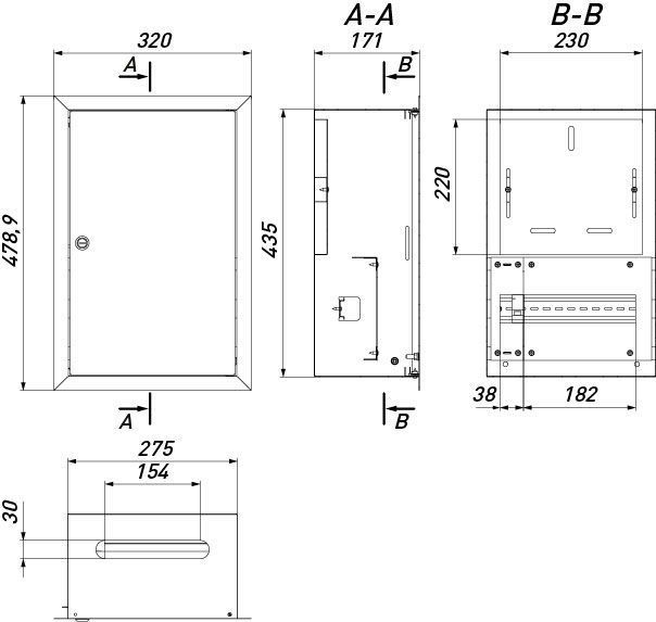 Корпус обліку металевий e.mbox.pro.w.f1.12 IP31 вбудований під 1ф лічильник, 12 модулів E.NEXT (p0100228) p0100228 фото