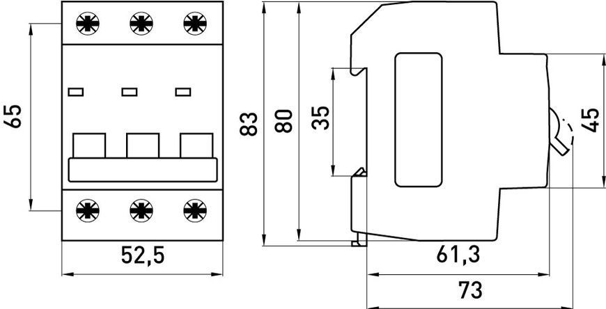 Модульний автоматичний вимикач e.mcb.pro.60.3.C 5 new, 3р, 5А, C, 6кА new (p042028) p042028 фото
