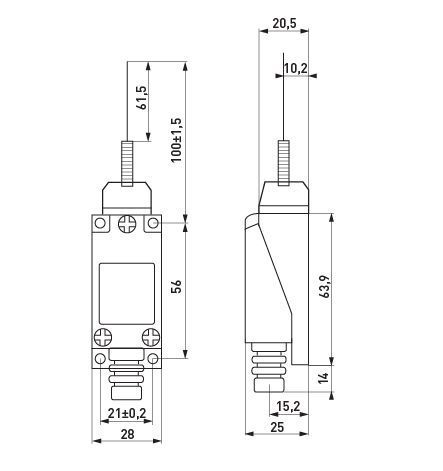 Вимикач кінцевий e.limitswitch.08 важіль-ексцентрик зі стрижнем E.NEXT (s0070012) s0070012 фото