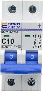 Автоматичний вимикач УКРЕМ ВА-2017/С 2р 10А АСКО (A0010170011) A0010170011 фото
