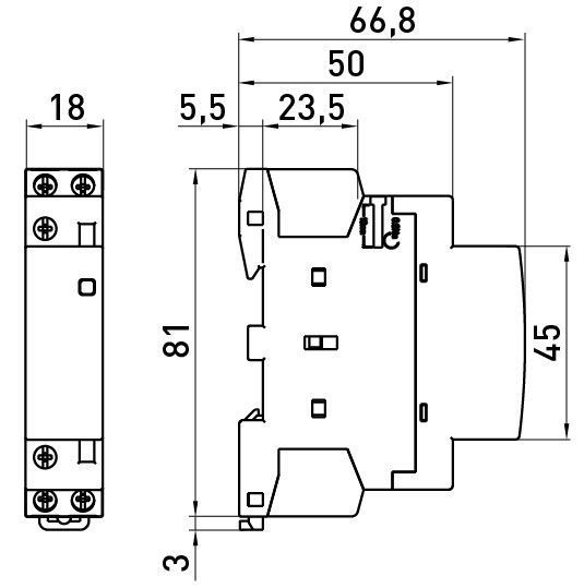 Модульний контактор e.mc.pro.2.25.1NO+1NC, 2р, 25А, 1NO+1NC, 220В E.NEXT (p005220) p005220 фото