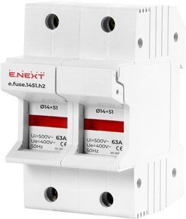 Утримувач запобіжника на Дін-рейку e.fuse.1451.h2, під запобіжник 14х51, 2р, 63А (i0300005) i0300005 фото