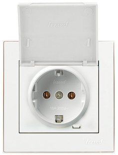 Розетка Lezard Rain із заземленням та кришкою перлово-білий перламутр (703-3088-123B) 703-3088-123B_lezard фото