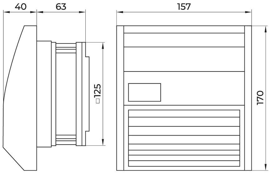 Решітка з фільтром e.climat.fanfilter.pro.125 та вентилятором 125х125мм, IP55 E.NEXT (s0103022) s0103022 фото