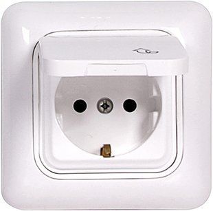 Розетка з з/к з кришкою, 220В S, 16A 2P+Z E.NEXT (220) 220 фото
