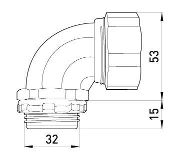 Ввід кутовий e.met.angle.stand.sldx.25 для металорукава 25мм(1") E.NEXT (s046004) s046004 фото
