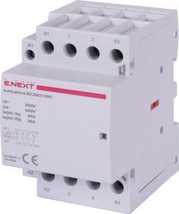 Модульний контактор e.mc.pro.4.63.2NO+2NC, 4р, 63А, 2NO+2NC, 220В E.NEXT (p005231) p005231 фото