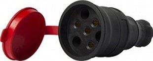 Силова розетка переносна із захисною кришкою каучукова e.socket.rubber.031.25, 4п., 25А s9100029 фото