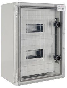 Корпус удароміцний з АБС-пластика e.plbox.300.400.165.24m.tr, 300х400х165мм, IP65 з прозорими дверцятами та панеллю під 24 модулі E.NEXT (CP5113) CP5113 фото