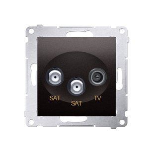 Розетка SAT-SAT-RTV кінцева подвійна Simon 54, антрацит DASK2.01/48 фото