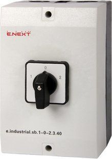 Пакетний перемикач в корпусі e.industrial.sb.1-0-2.3.40, 3р, 40А (1-0-2) E.NEXT (i0360006) i0360006 фото