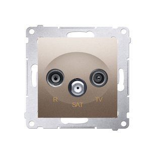 Розетка TV-R-SAT прохідна 10 дБ Simon 54, золотий матовий DASP.01/44 фото