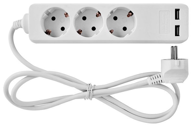 Подовжувач e.es.3.1.5.z.b.2.usb 3 гнізда, 1.5м, з з/к з USB-зарядкою, baby protect E.NEXT (s042128) s042128 фото
