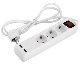 Подовжувач e.es.3.1.5.z.s.b.2.usb 3 гнізда, 1.5м, з з/к з USB-зарядкою, з вимикачем, baby protect E.NEXT (s042129) s042129 фото