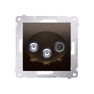 Розетка SAT-SAT-RTV кінцева подвійна Simon 54, бронзовий матовий DASK2.01/46 фото