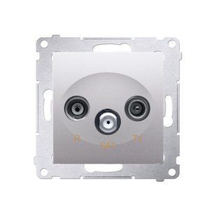 Розетка TV-R-SAT прохідна 10 дБ Simon 54, срібний матовий DASP.01/43 фото