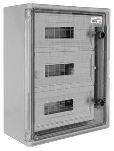 Корпус удароміцний з АБС-пластика e.plbox.350.500.195.45m.tr, 350х500х195мм, IP65 з прозорими дверцятами та панеллю під 45 модулів E.NEXT (CP5117) CP5117 фото