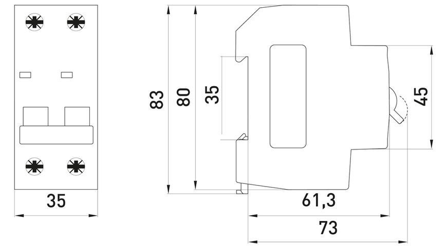 Модульний автоматичний вимикач e.mcb.pro.60.2.B 2 new, 2р, 2А, В, 6кА, new (p041034) p041034 фото