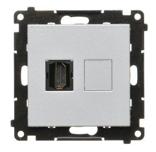 Розетка SIMON55 одинарна HDMI срібний мат (TGHDMI.01/143) TGHDMI.01/143 фото
